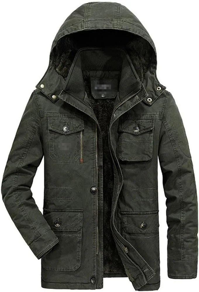 FULBHPRINT Men's Mid-Length Winter Jacket - Cotton-Padded Coat With Cotton Heating And Windproof Features Outwear
