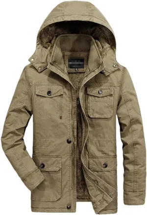 FULBHPRINT Men's Mid-Length Winter Jacket - Cotton-Padded Coat With Cotton Heating And Windproof Features Outwear