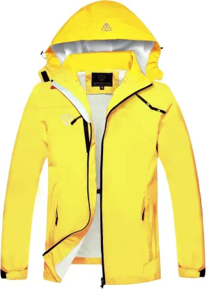 GIISAM Women's Waterproof Rain Jacket,Lightweight Windproof Full Zip Women's Packable Fall Raincoat Windbreaker with Hood