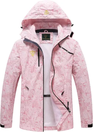 GIISAM Women's Waterproof Rain Jacket,Lightweight Windproof Full Zip Women's Packable Fall Raincoat Windbreaker with Hood