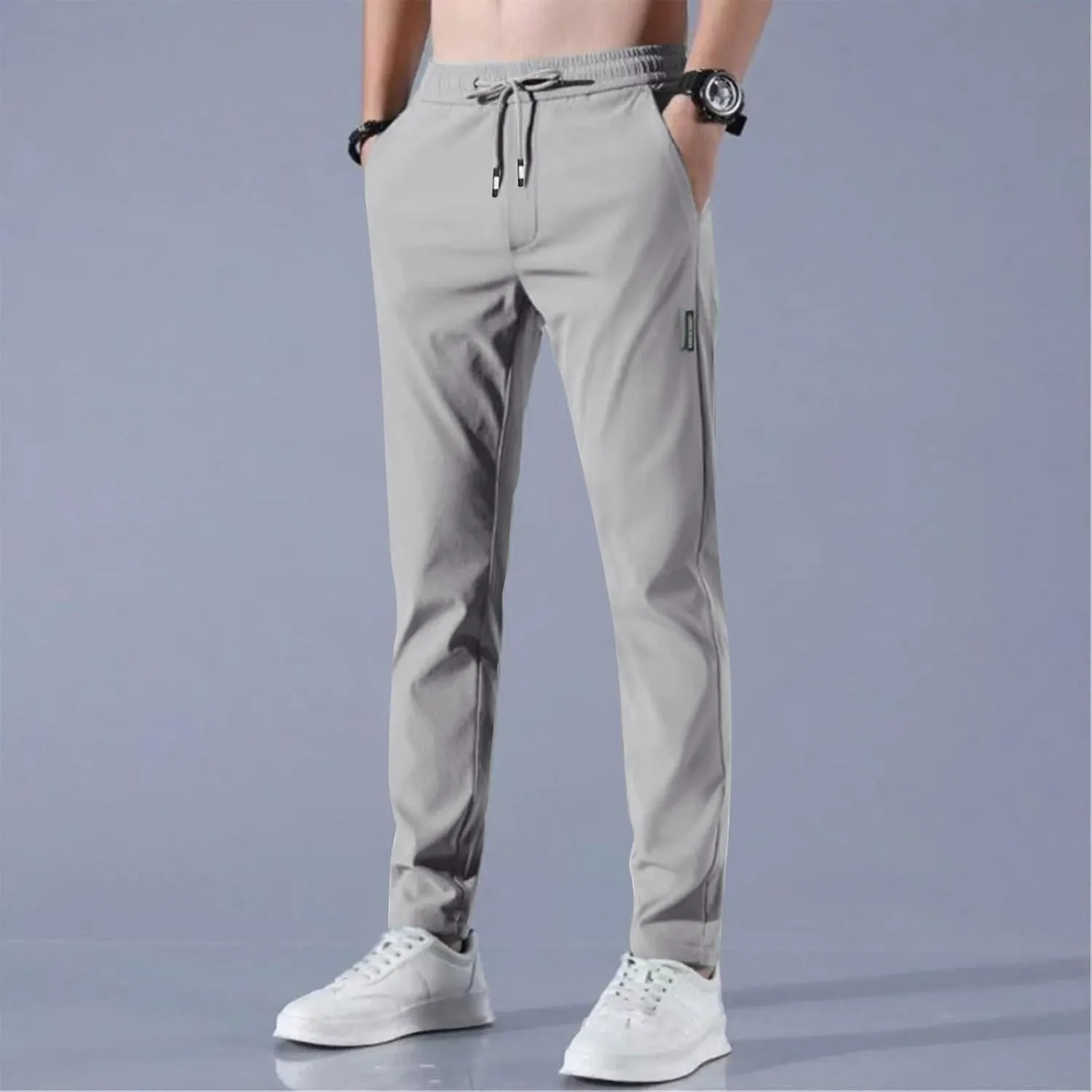 Glide Pants Men Breathable Quick Dry Work Pants Stretch Lightweight Elastic Waist Drawstring Active Hiking Pant
