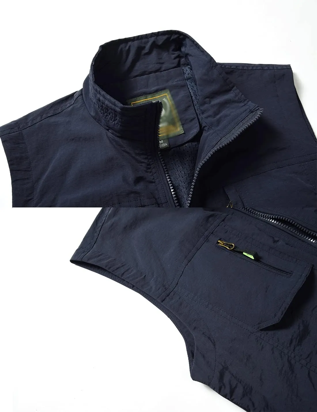 Gnveub Mens Fishing Vest Outdoor Work Quick-Dry Hunting Zip Reversible Travel Vest Jacket with Multi Pockets