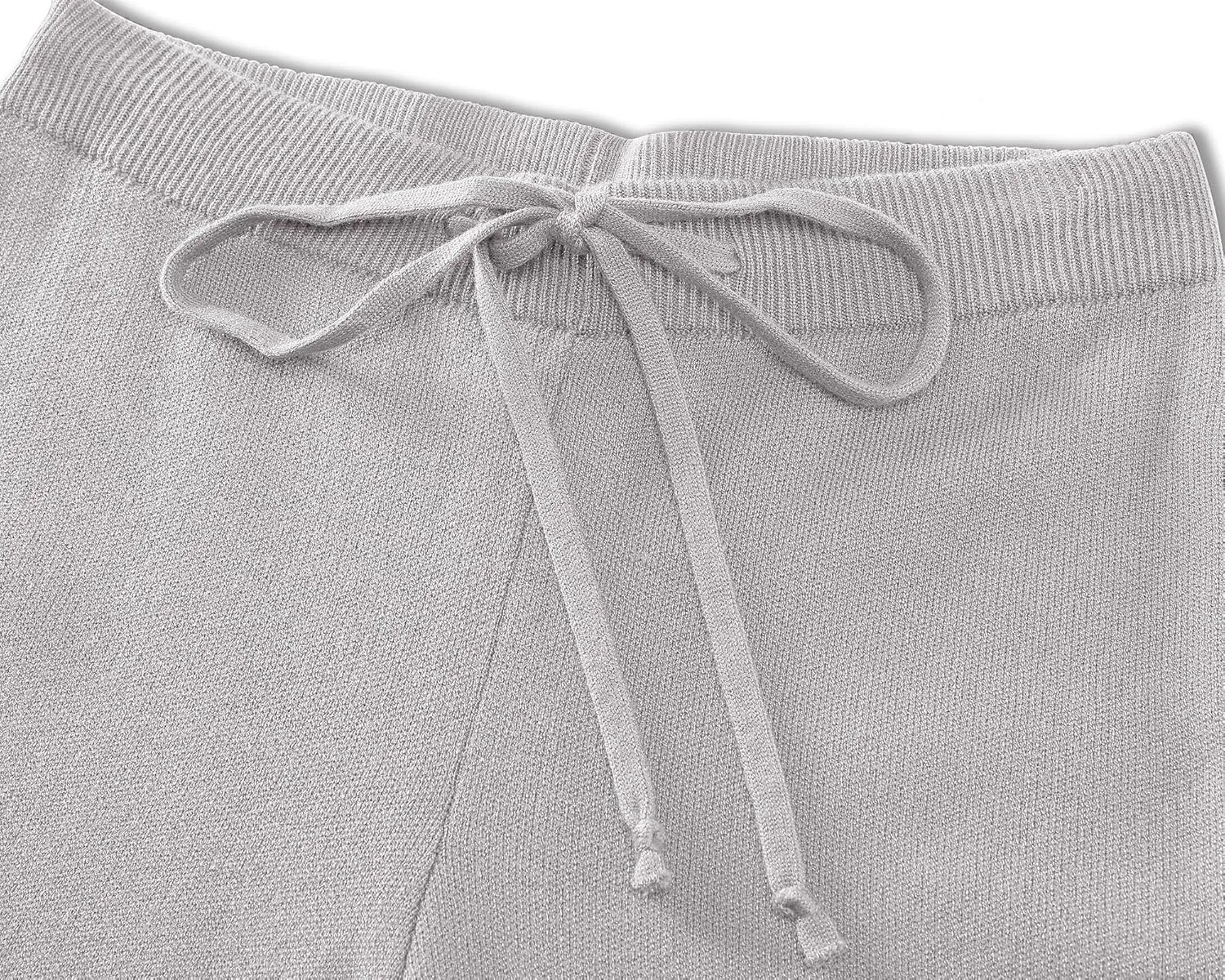 GRAPENT Women's Ribbed Knit Flowy Winter Pants Elastic Waist Tie Front Wide Leg Sweater Pants