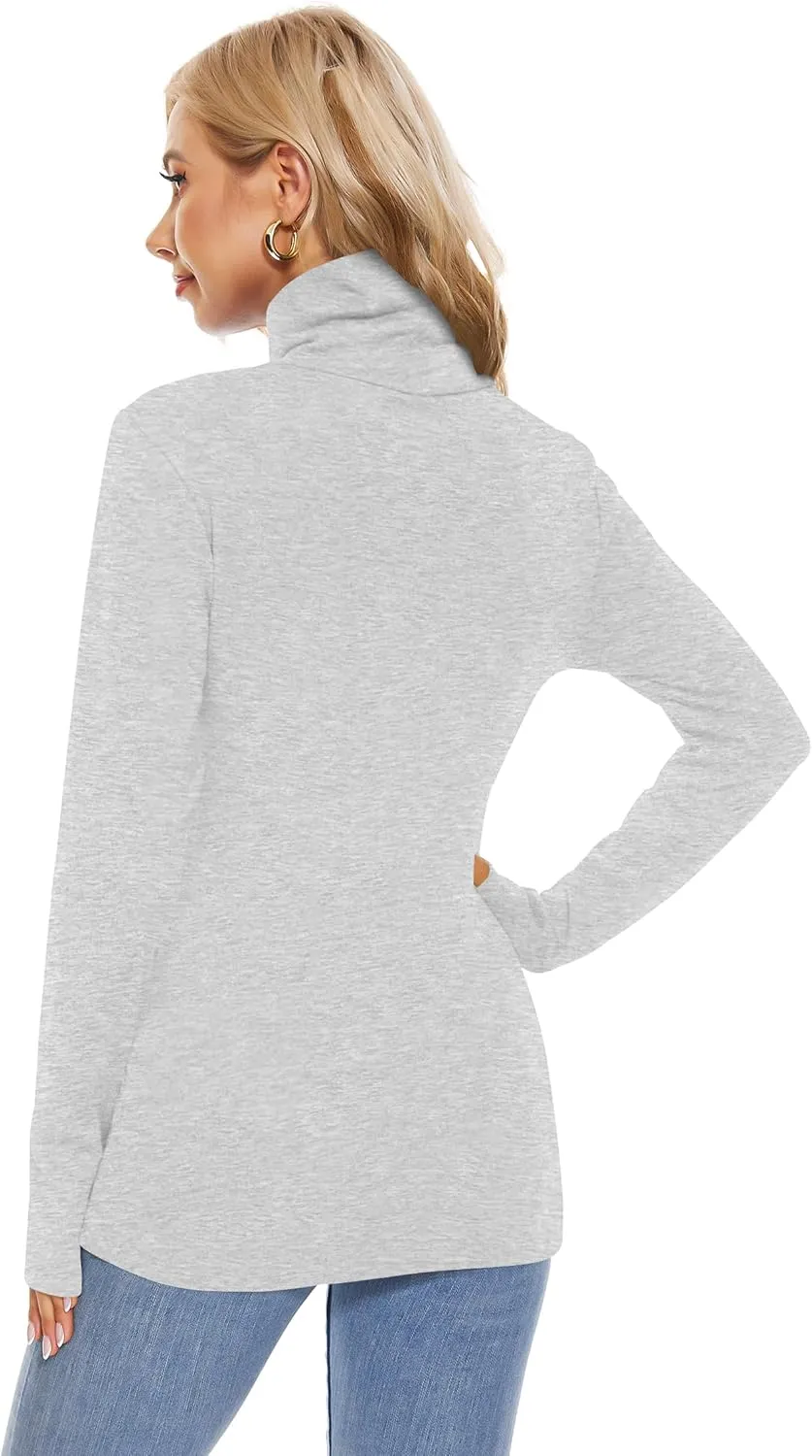 H HIAMIGOS Womens Turtleneck Long Sleeve Top Fleece Lined Sweatshirt Lightweight Ultra Soft Base Layer
