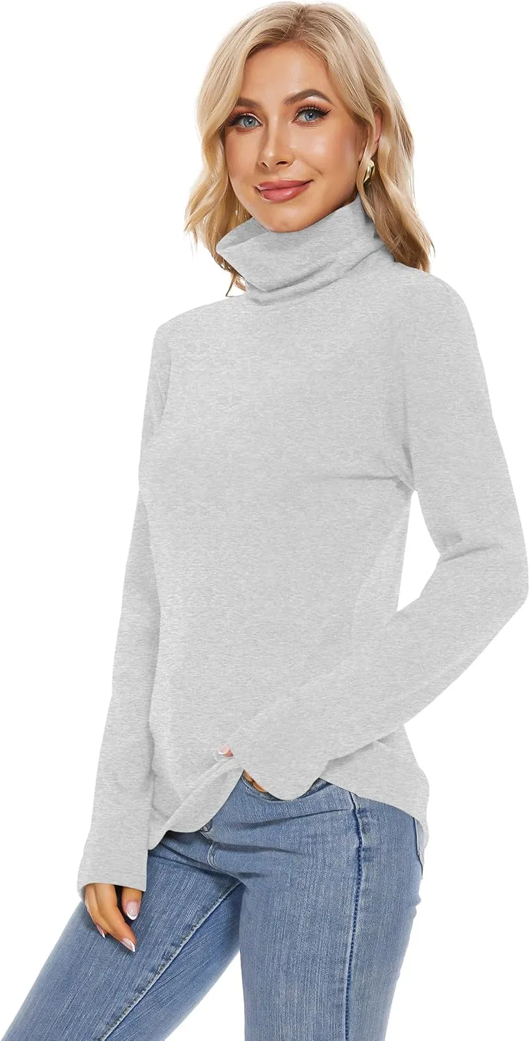 H HIAMIGOS Womens Turtleneck Long Sleeve Top Fleece Lined Sweatshirt Lightweight Ultra Soft Base Layer