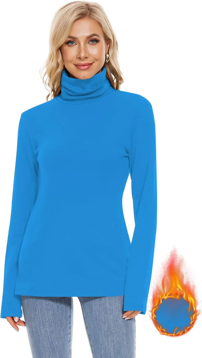H HIAMIGOS Womens Turtleneck Long Sleeve Top Fleece Lined Sweatshirt Lightweight Ultra Soft Base Layer