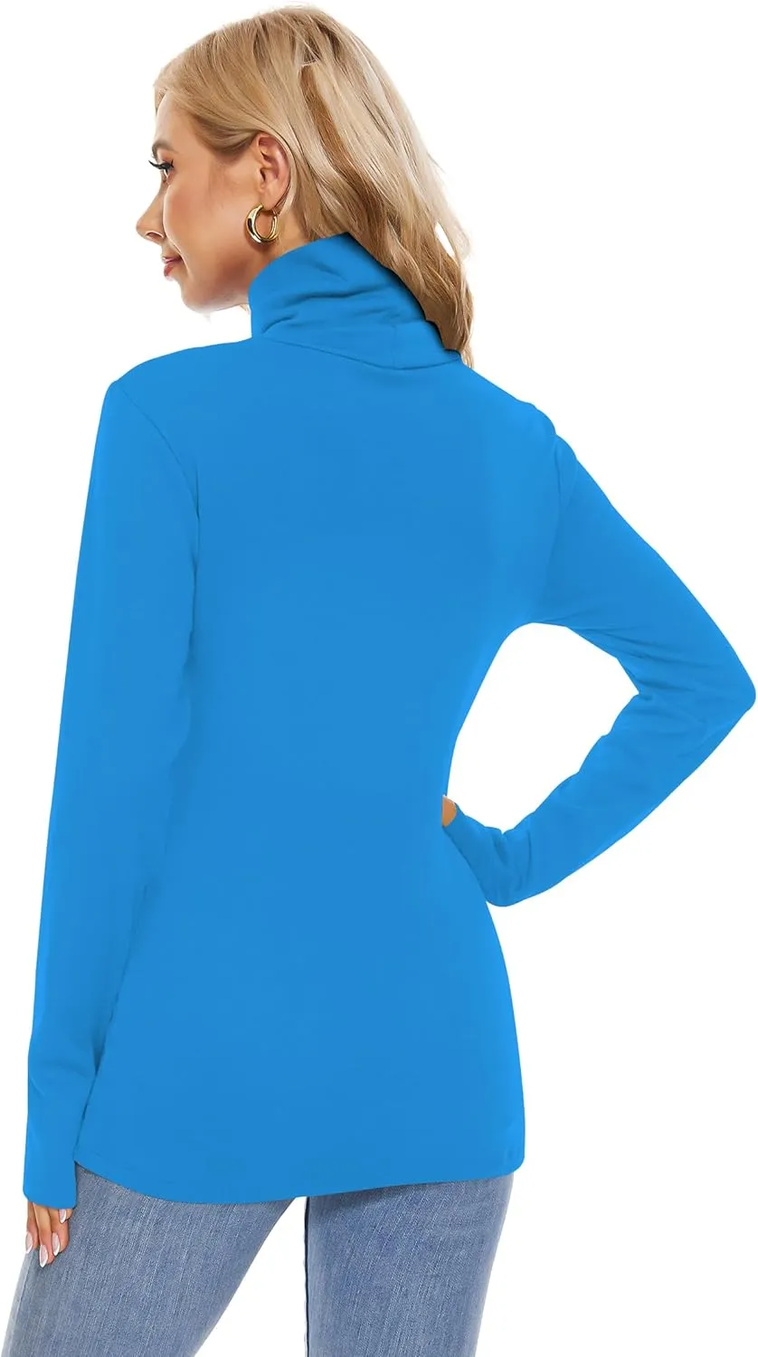H HIAMIGOS Womens Turtleneck Long Sleeve Top Fleece Lined Sweatshirt Lightweight Ultra Soft Base Layer
