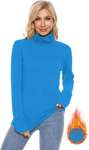 H HIAMIGOS Womens Turtleneck Long Sleeve Top Fleece Lined Sweatshirt Lightweight Ultra Soft Base Layer