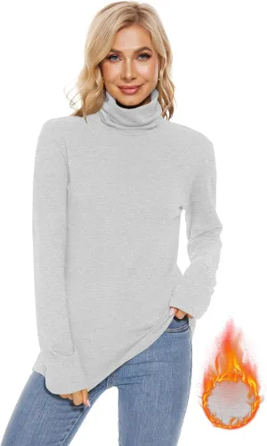 H HIAMIGOS Womens Turtleneck Long Sleeve Top Fleece Lined Sweatshirt Lightweight Ultra Soft Base Layer