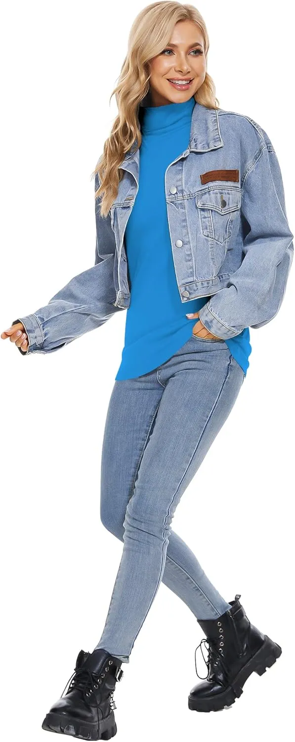 H HIAMIGOS Womens Turtleneck Long Sleeve Top Fleece Lined Sweatshirt Lightweight Ultra Soft Base Layer