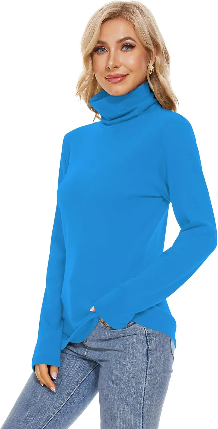 H HIAMIGOS Womens Turtleneck Long Sleeve Top Fleece Lined Sweatshirt Lightweight Ultra Soft Base Layer