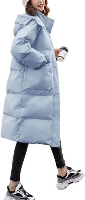 Haitpant Women's Down Cotton Jacket Winter Korean Loose Cotton-Padded Coat Casual Long Overcoat Thick Warm Hooded Parka