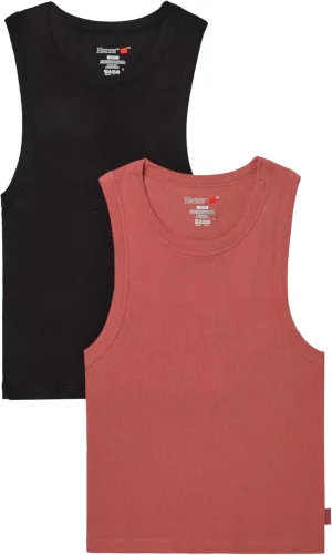 Hanes Women's Originals Racerback, 2-Pack, Comfywear Supersoft Rib Cropped Tank Top Loungewear Pack