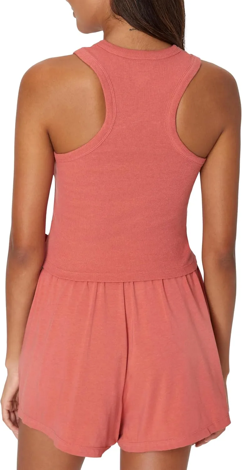 Hanes Women's Originals Racerback, 2-Pack, Comfywear Supersoft Rib Cropped Tank Top Loungewear Pack