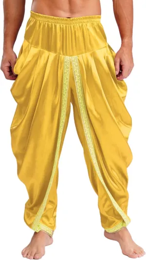 Harem Pants for Men Loose Fit Elastic Waist Dhoti Pants Drop Crotch Trousers Halloween Fancy Dress