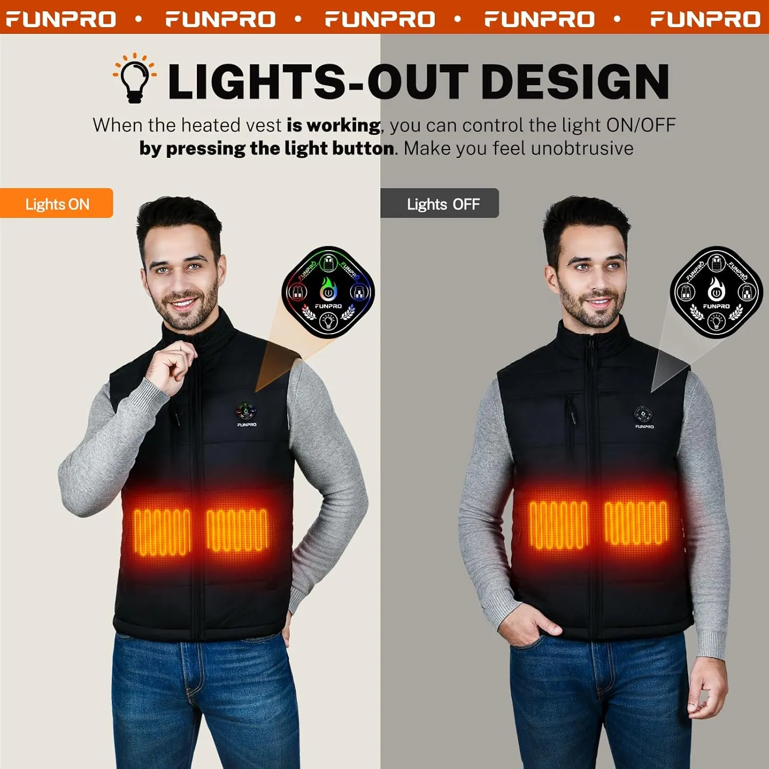 Heated Vest Women Men, Lightweight Heated Jacket, Lights-out Design, Windproof Electric Heating Vest Men Women