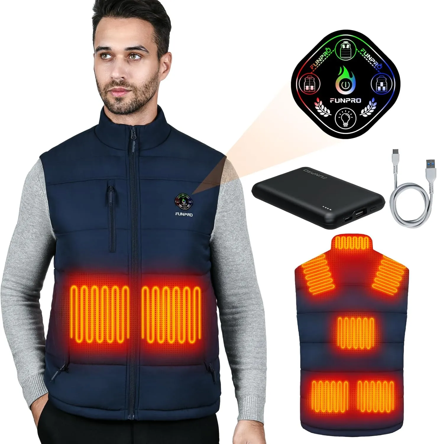 Heated Vest Women Men, Lightweight Heated Jacket, Lights-out Design, Windproof Electric Heating Vest Men Women