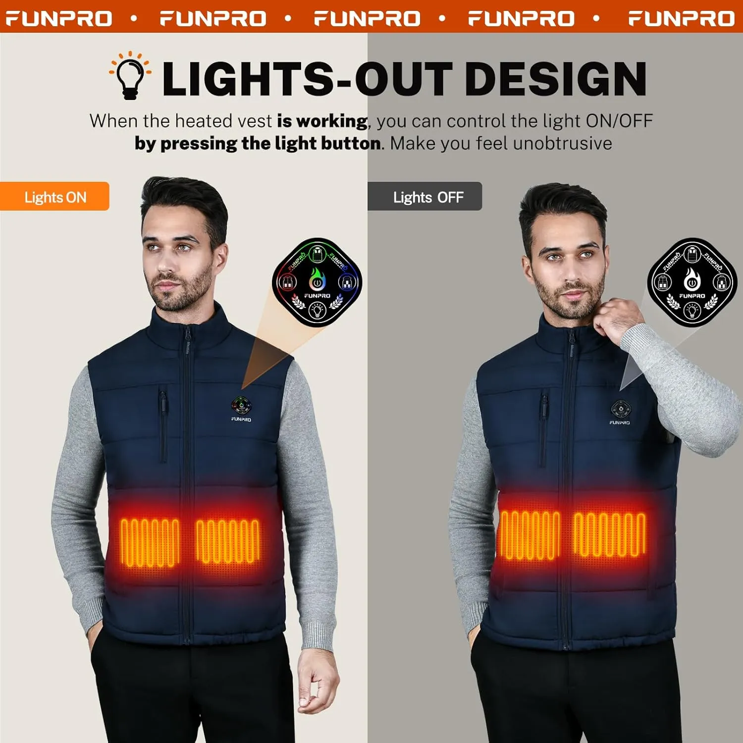 Heated Vest Women Men, Lightweight Heated Jacket, Lights-out Design, Windproof Electric Heating Vest Men Women