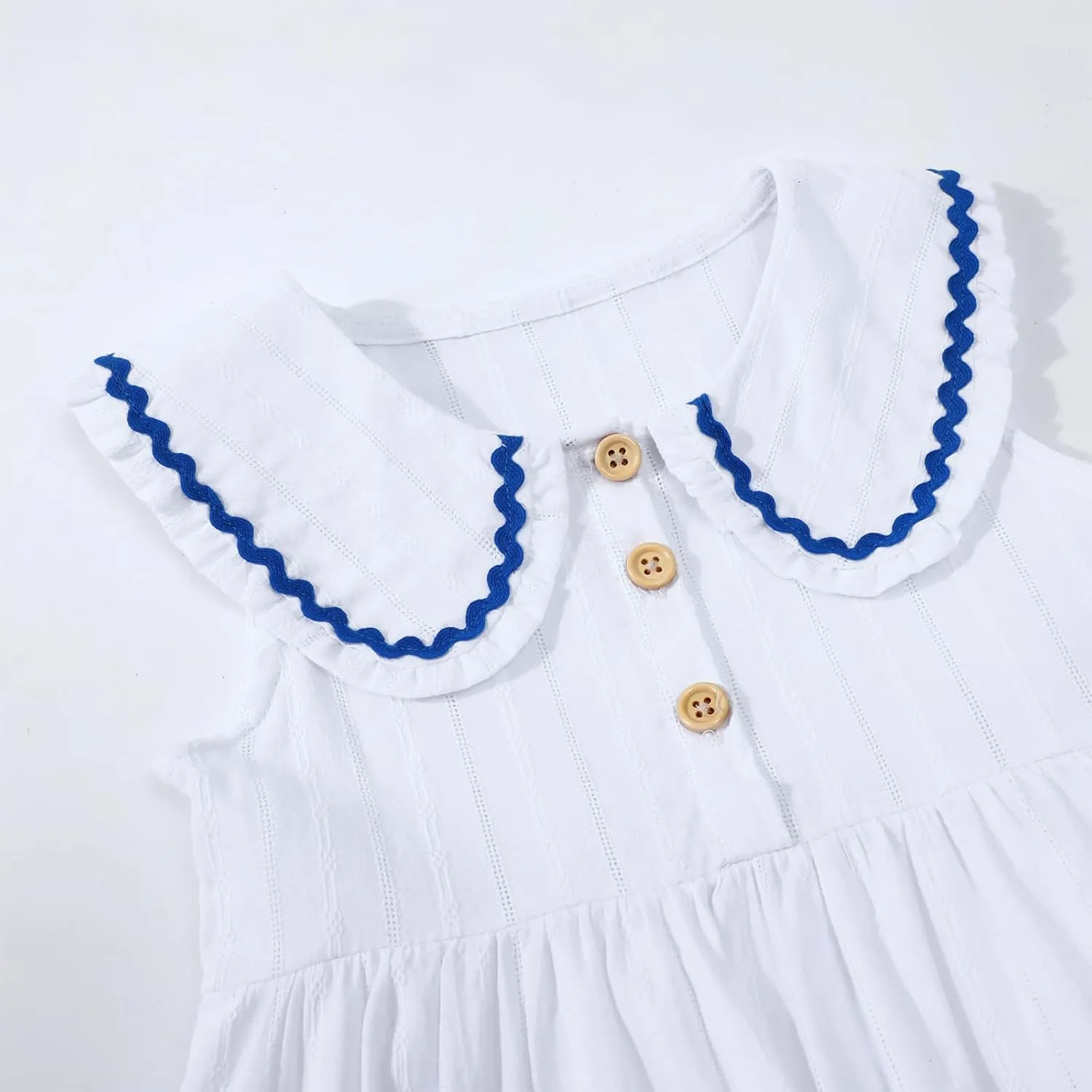 HILEELANG Little Girls Peter Pan Collar Dress Easter Spring Summer Cotton Sleeveless Sundress