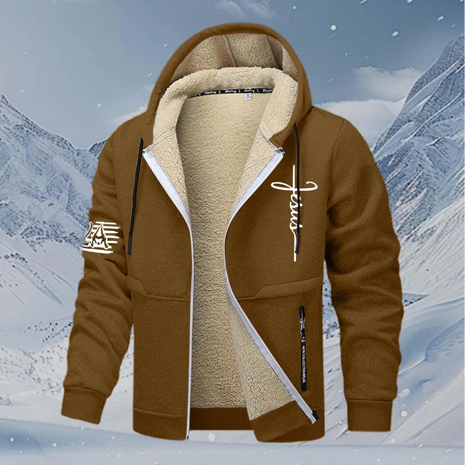 Hoodies for Men Heavyweight Fleece Lined Hoodie Thick Winter Pullover Warm Hooded Sweatshirt Thermal Windproof Jacket