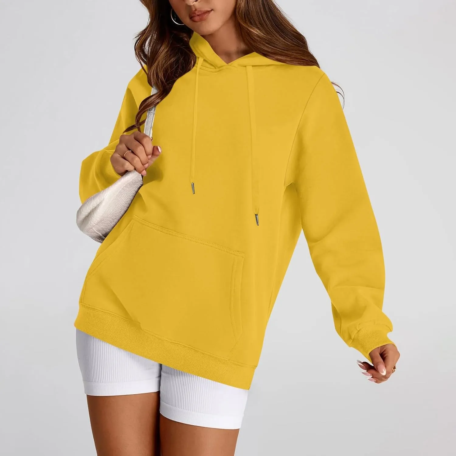 Hoodies for Women Drawstring Lightweight Fleece Oversized Sweatshirt Drop Shoulder Baggy Trendy Y2K Hoodie w/Pockets