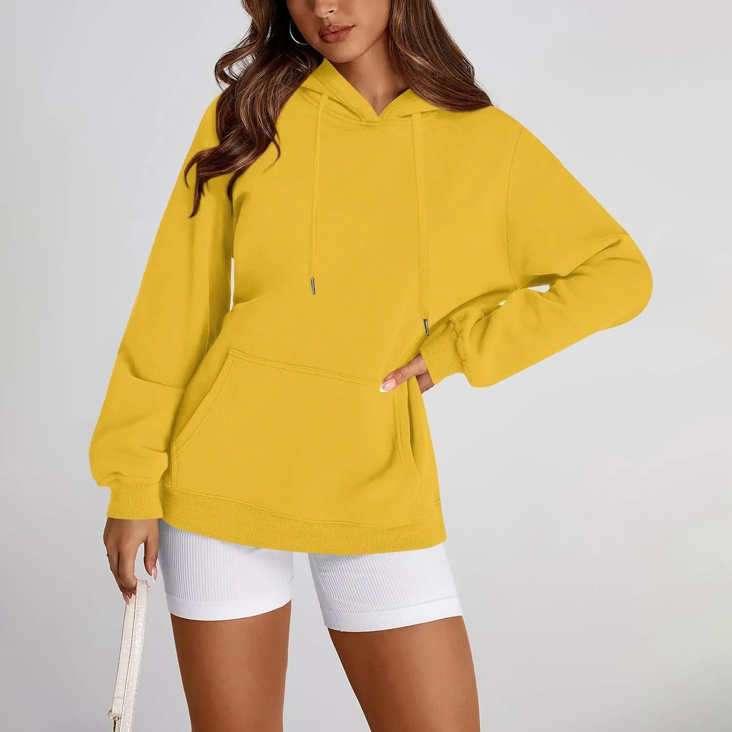 Hoodies for Women Drawstring Lightweight Fleece Oversized Sweatshirt Drop Shoulder Baggy Trendy Y2K Hoodie w/Pockets
