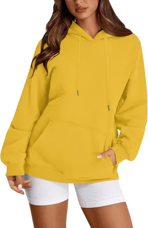 Hoodies for Women Drawstring Lightweight Fleece Oversized Sweatshirt Drop Shoulder Baggy Trendy Y2K Hoodie w/Pockets
