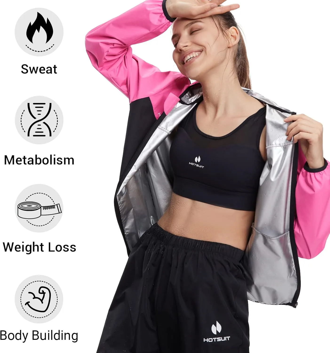 HOTSUIT Sauna Suit for Women Sweat Suits Gym Workout Exercise Sauna Jacket Pant Full Body
