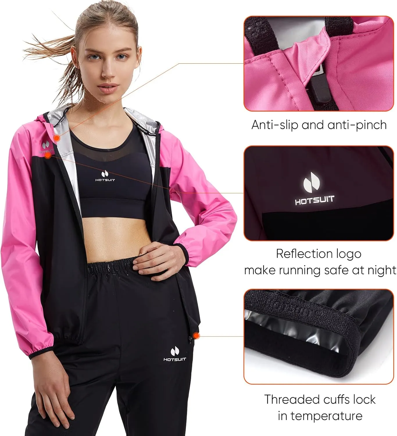 HOTSUIT Sauna Suit for Women Sweat Suits Gym Workout Exercise Sauna Jacket Pant Full Body