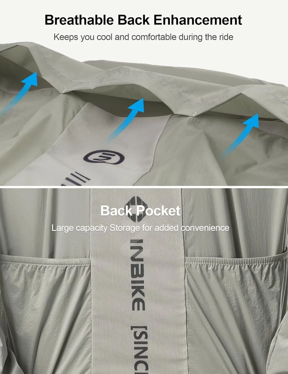 INBIKE Cycling Jacket for Men Women, Windproof Lightweight Running Windbreaker, Breathable Quick Dry Reflective Biking Coat