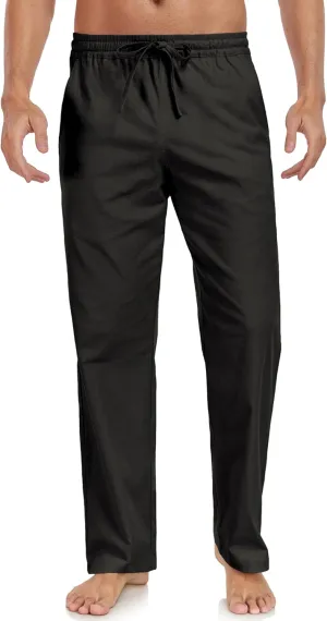 Janmid Men's Linen Pants Casual Elastic Waist Drawstring Yoga Beach Trousers