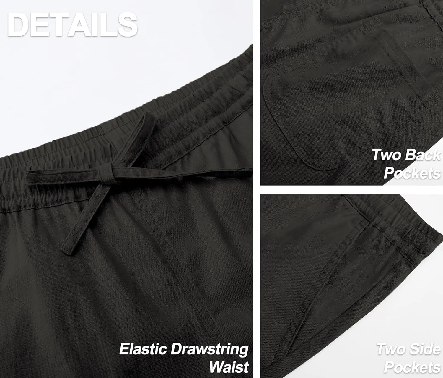 Janmid Men's Linen Pants Casual Elastic Waist Drawstring Yoga Beach Trousers