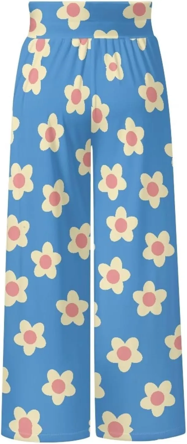 JEOCODY Women's Casual Wide Leg Pants Elastic Waist Loose Lounge Pants with Pockets Size S-3XL
