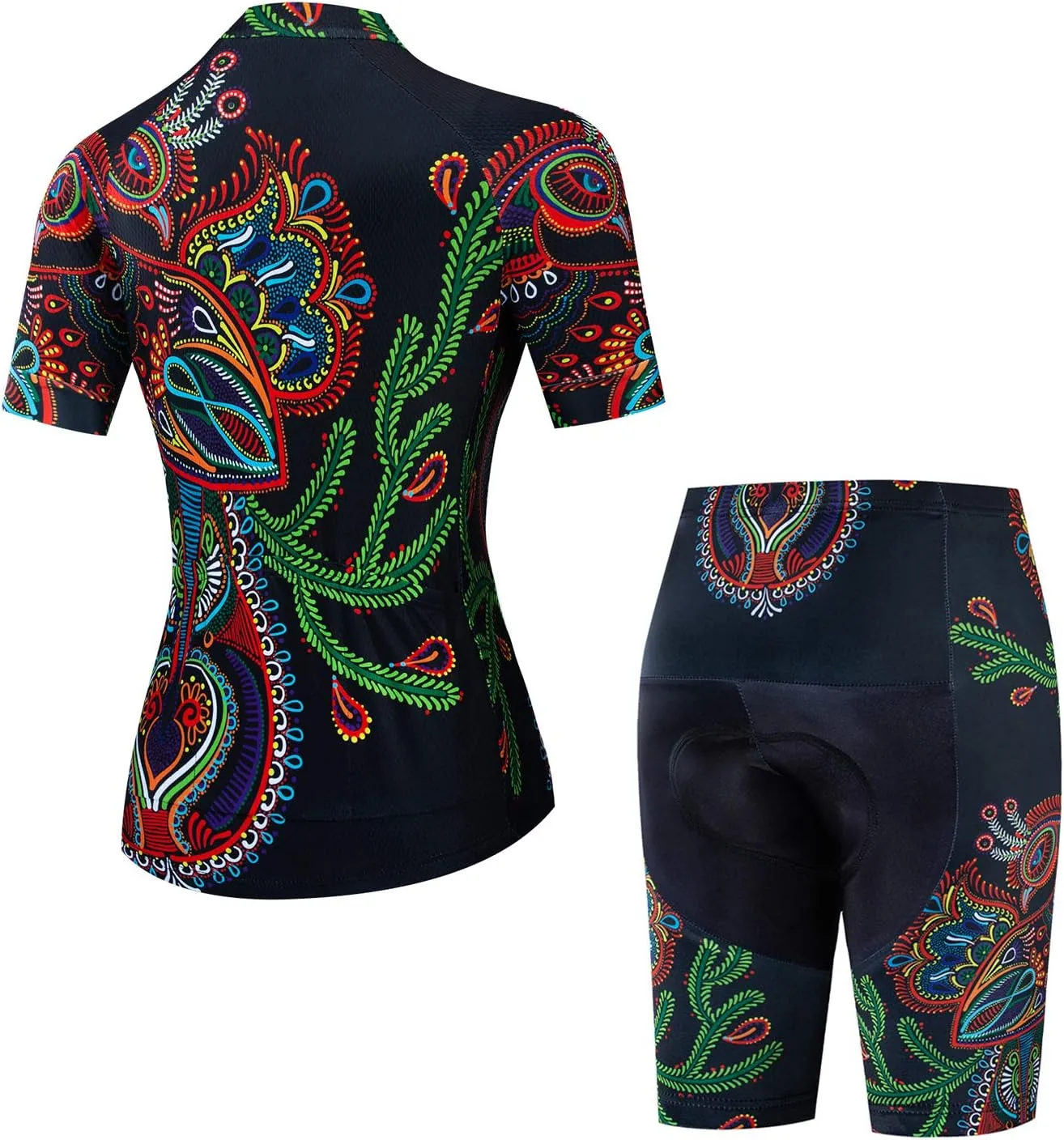 JPOJPO Women's Cycling Jersey Set Short Sleeve with 5D Padded Bike Shorts Breathable Quick-Dry Shirt 3-Pockets