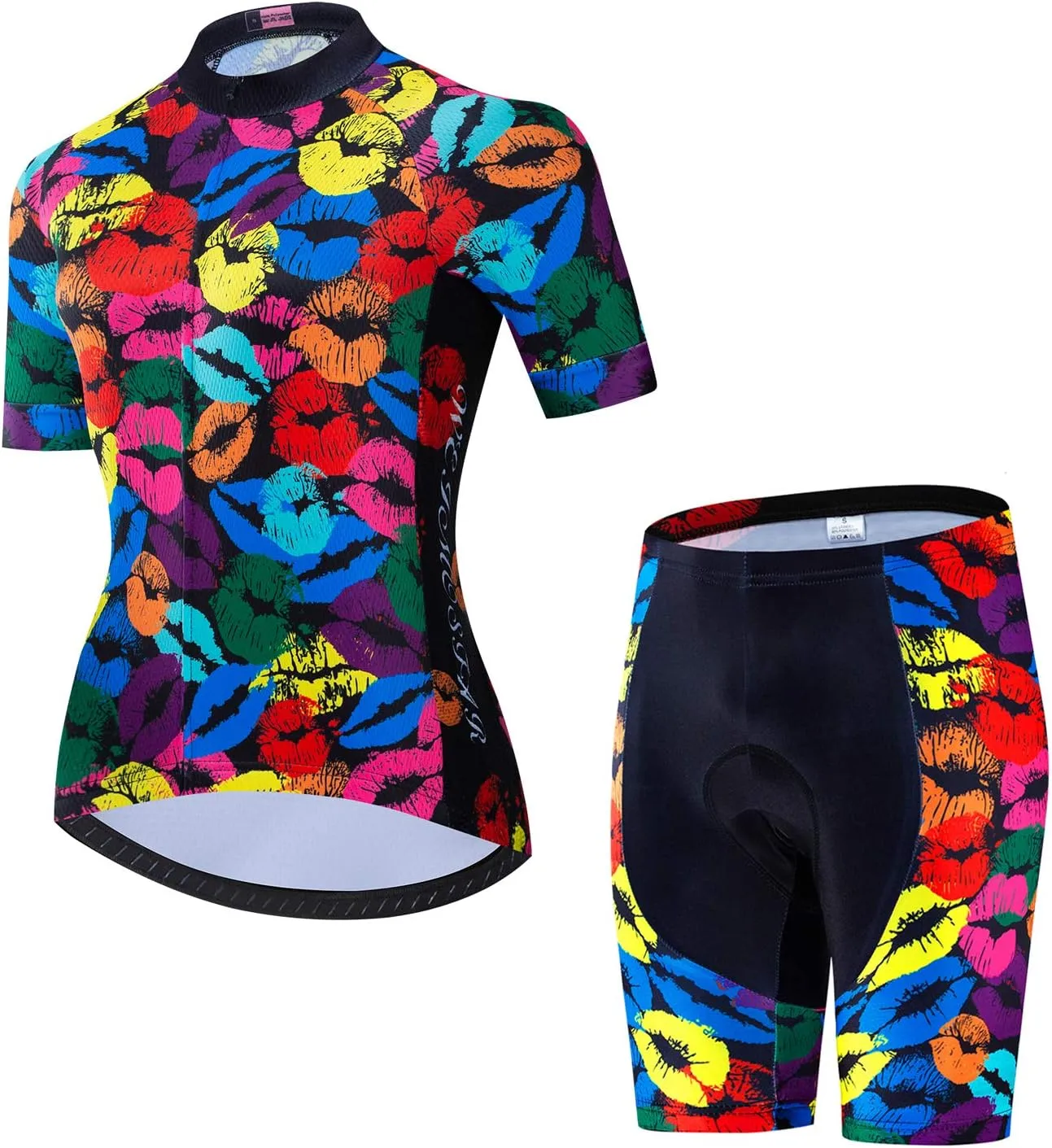 JPOJPO Women's Cycling Jersey Set Short Sleeve with 5D Padded Bike Shorts Breathable Quick-Dry Shirt 3-Pockets