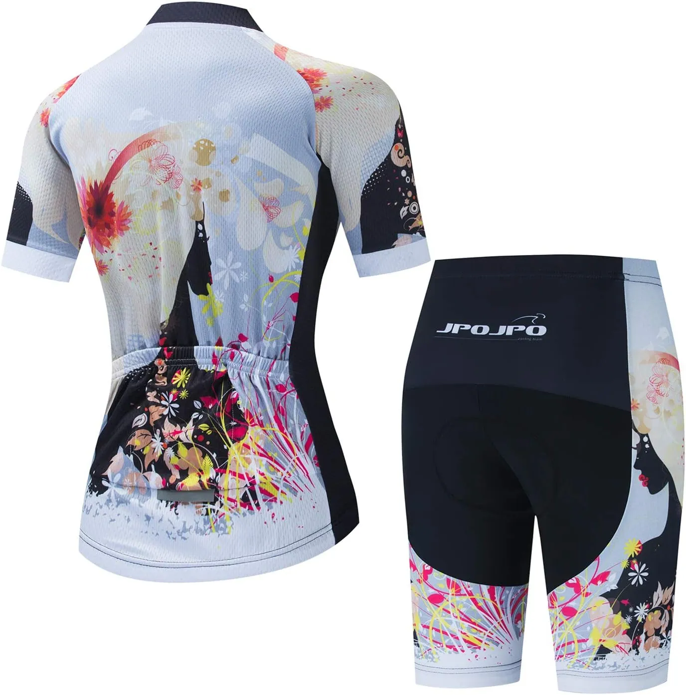 JPOJPO Women's Cycling Jersey Set Short Sleeve with 5D Padded Bike Shorts Breathable Quick-Dry Shirt 3-Pockets