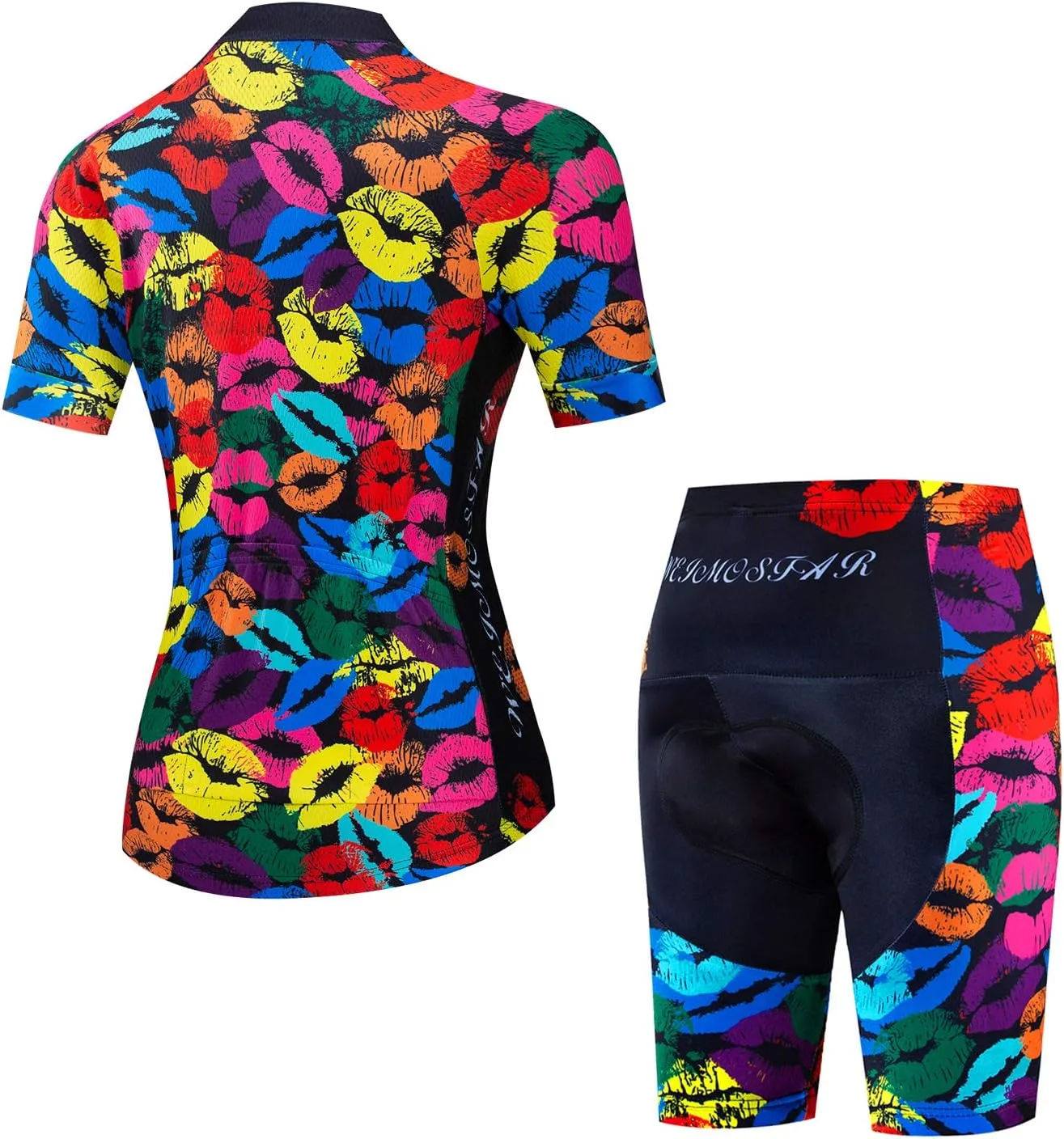 JPOJPO Women's Cycling Jersey Set Short Sleeve with 5D Padded Bike Shorts Breathable Quick-Dry Shirt 3-Pockets