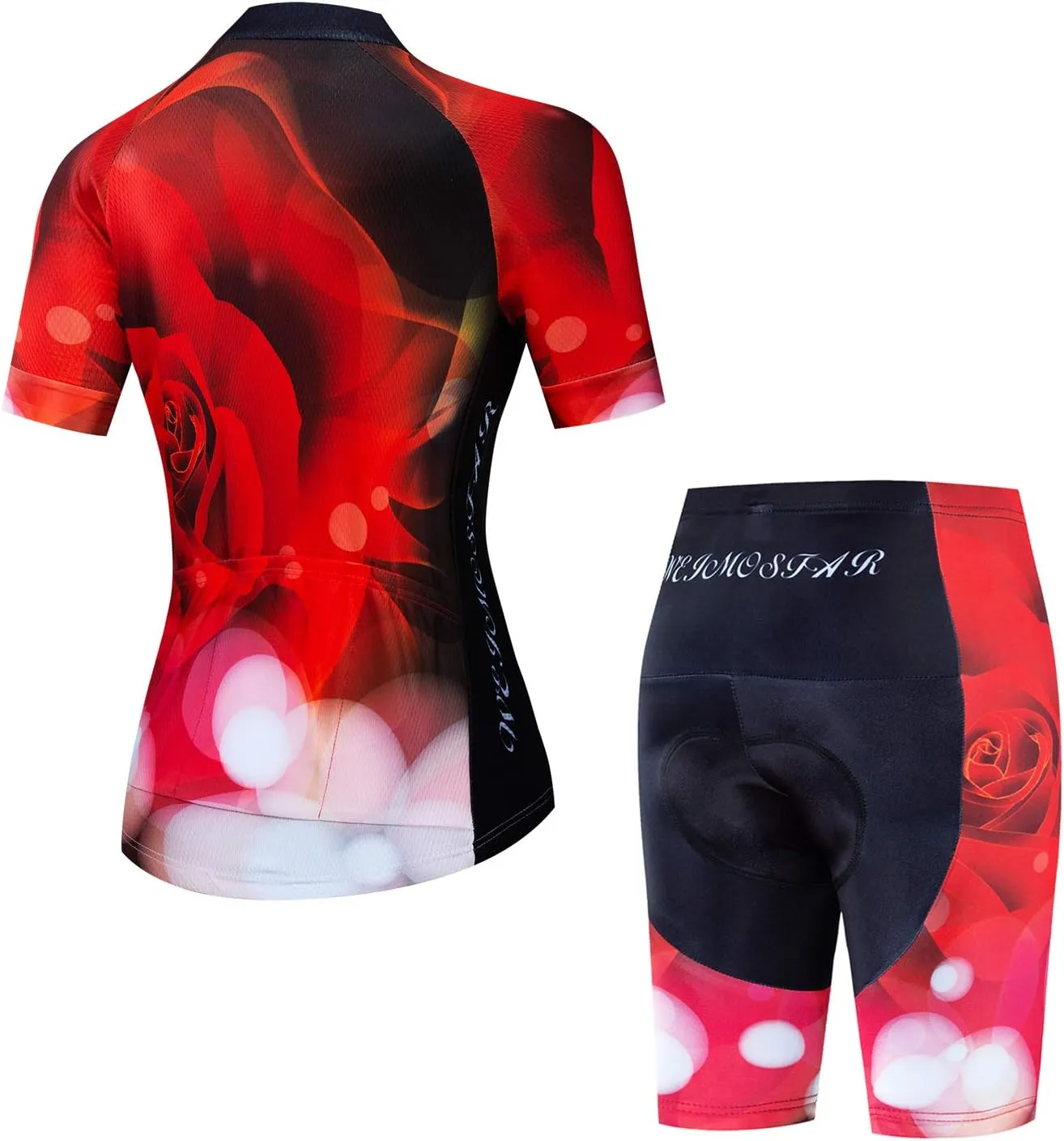 JPOJPO Women's Cycling Jersey Set Short Sleeve with 5D Padded Bike Shorts Breathable Quick-Dry Shirt 3-Pockets