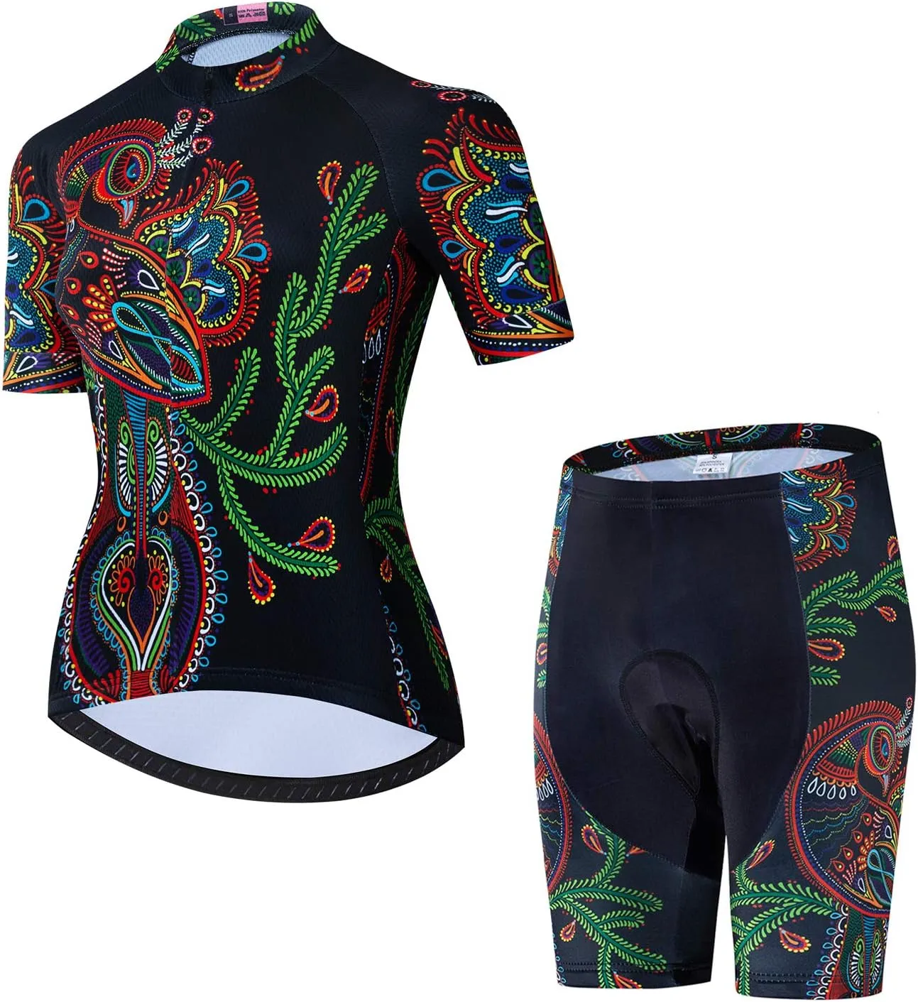 JPOJPO Women's Cycling Jersey Set Short Sleeve with 5D Padded Bike Shorts Breathable Quick-Dry Shirt 3-Pockets