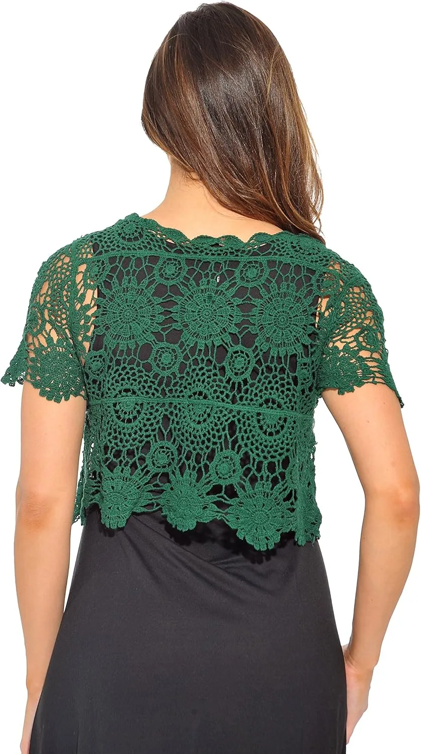 Just Love Bolero Shrug Floral Crochet Women Cardigan