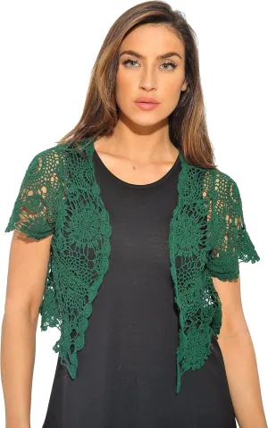 Just Love Bolero Shrug Floral Crochet Women Cardigan