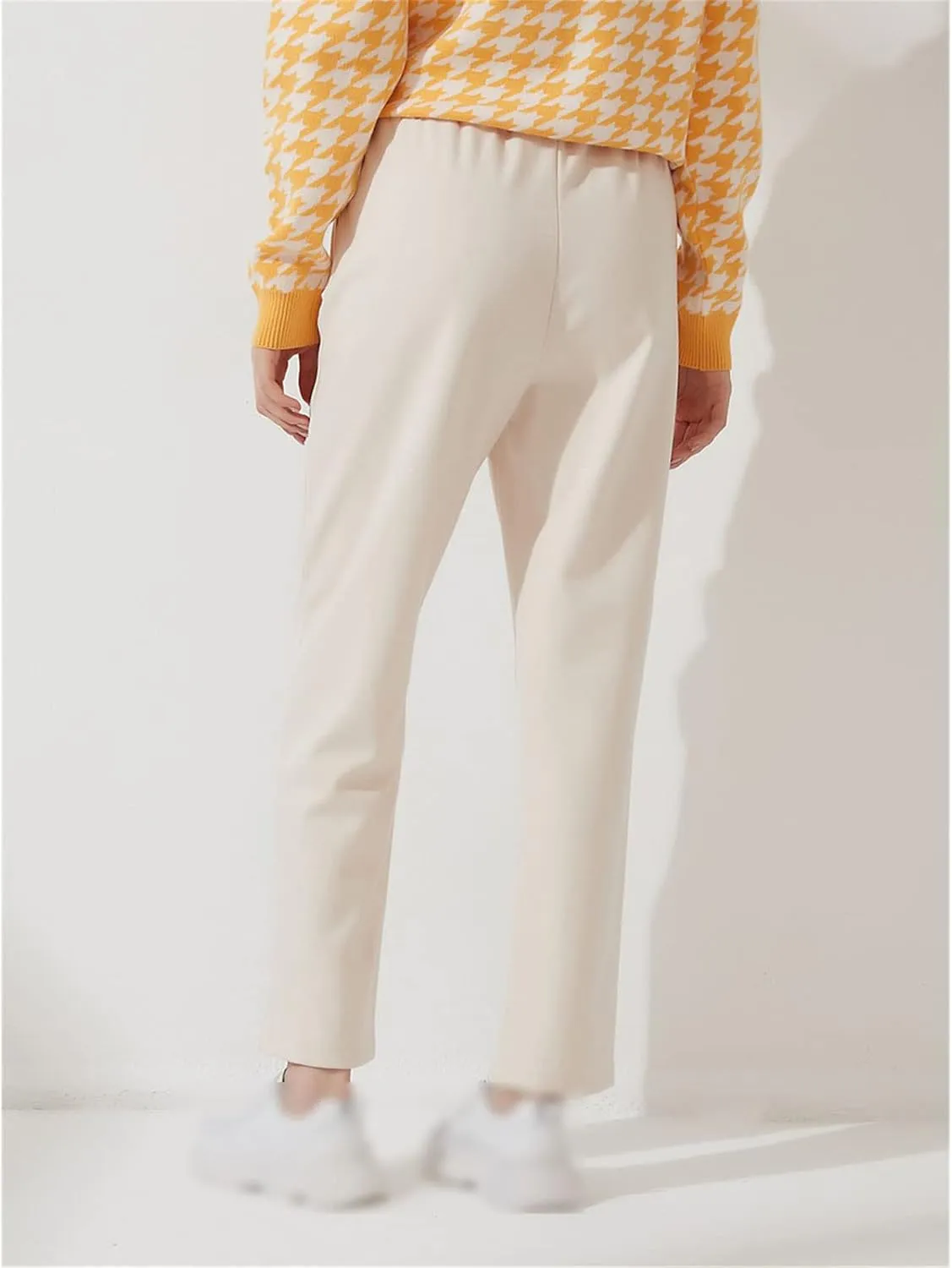 Kelsiop Women's Harem Pants Casual Elastic Waist Basic Pocket Office Trousers
