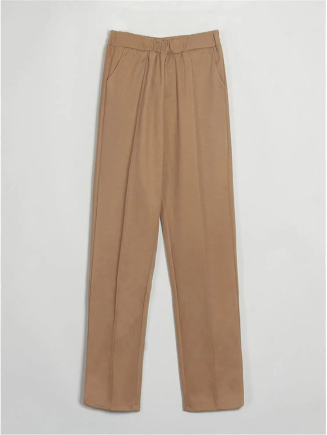 Kelsiop Women's Harem Pants Casual Elastic Waist Basic Pocket Office Trousers