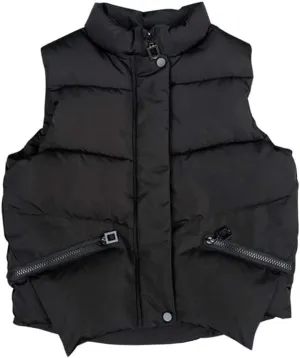Kids Vest Zip Quilted Thick Sleeveless Warm Cotton-Padded Puff Vest Jacket Winter Windproof Outwear Coat (Color : Black, Size : Medium)