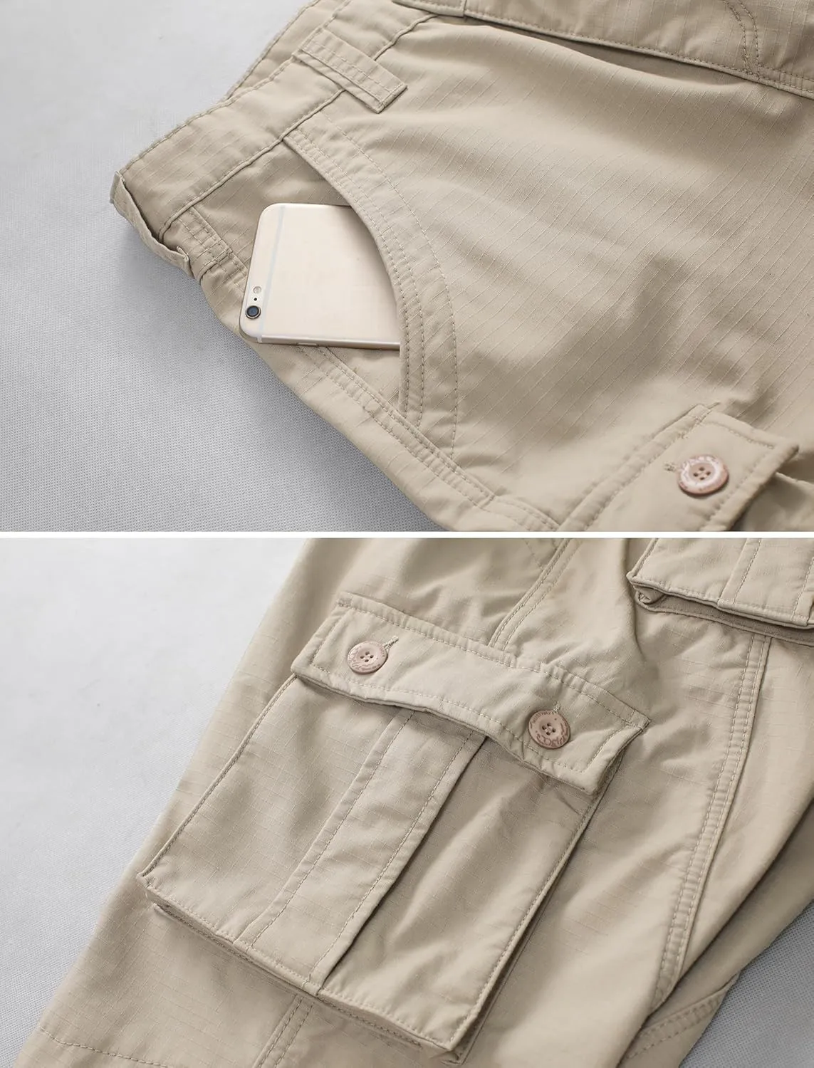 KOCTHOMY Mens Fleece Lined Hiking Pants,Winter Outdoor Thermal Casual Work Cargo Pants with Multi Pockets, No Belt.