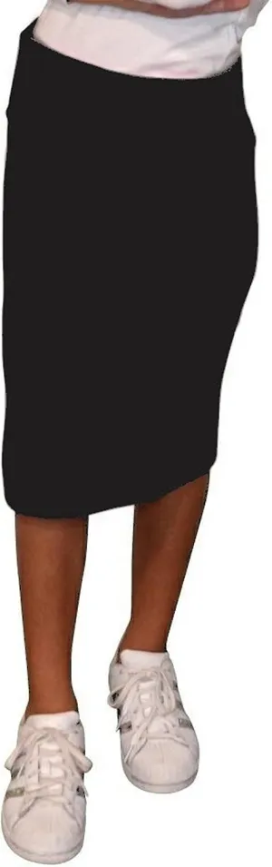 Kosher Casual Kids Big Girls Modest Knee Length Stretch Pencil Skirt in Lightweight Cotton Spandex