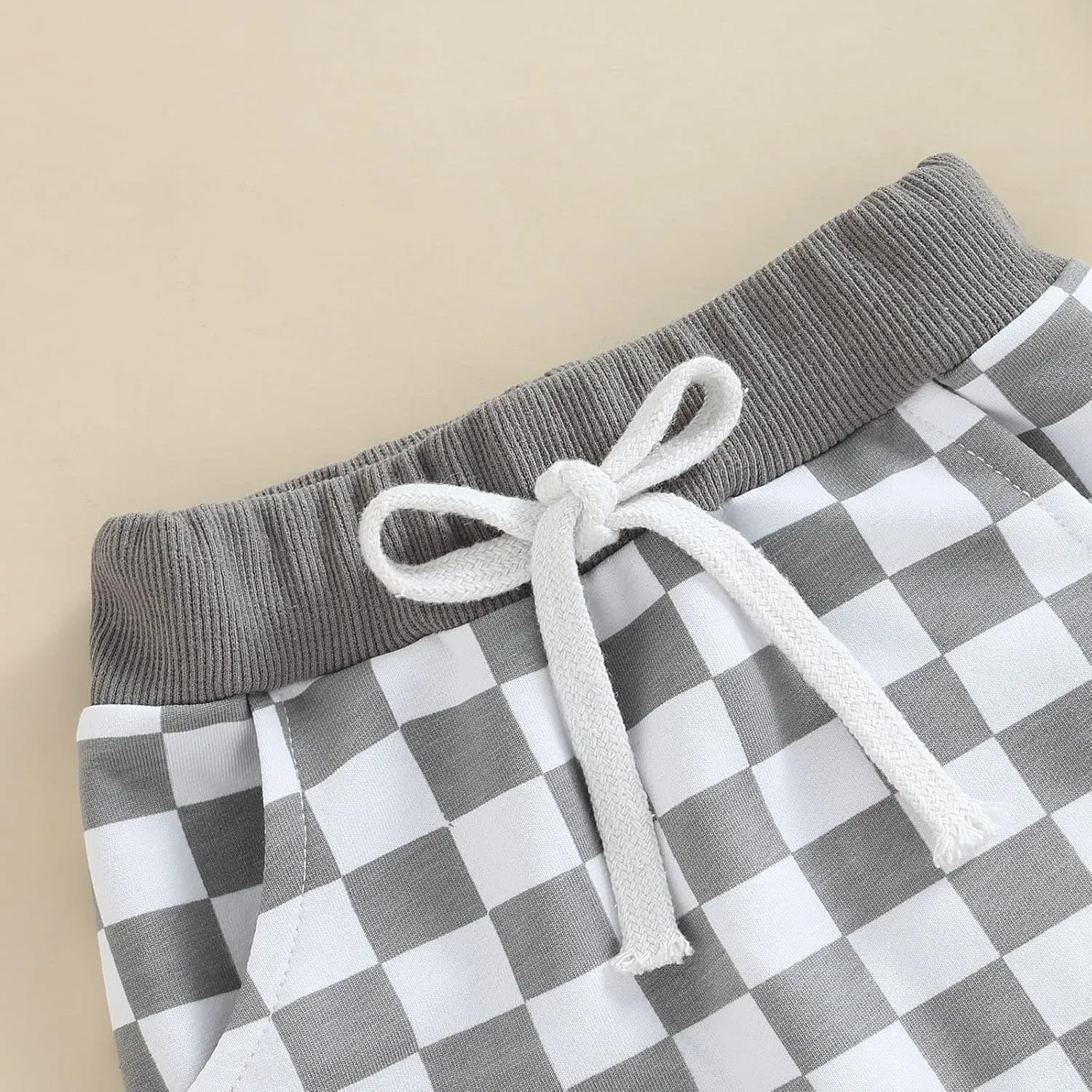 Lamuusaa Boys Newborn Toddler Summer Cotton Plaid Jogger Shorts Elastic Waist Casual Short Pants 0-3T