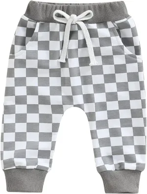 Lamuusaa Boys Newborn Toddler Summer Cotton Plaid Jogger Shorts Elastic Waist Casual Short Pants 0-3T