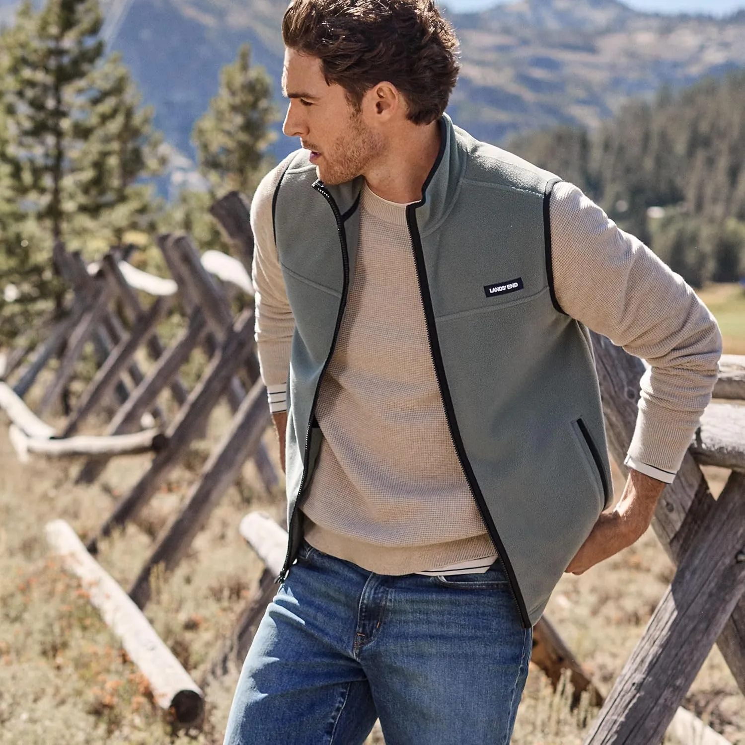Lands' End Men's Full Zip Fleece Vest
