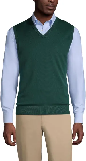Lands' End School Uniform Men's Cotton Modal Fine Gauge Sweater Vest